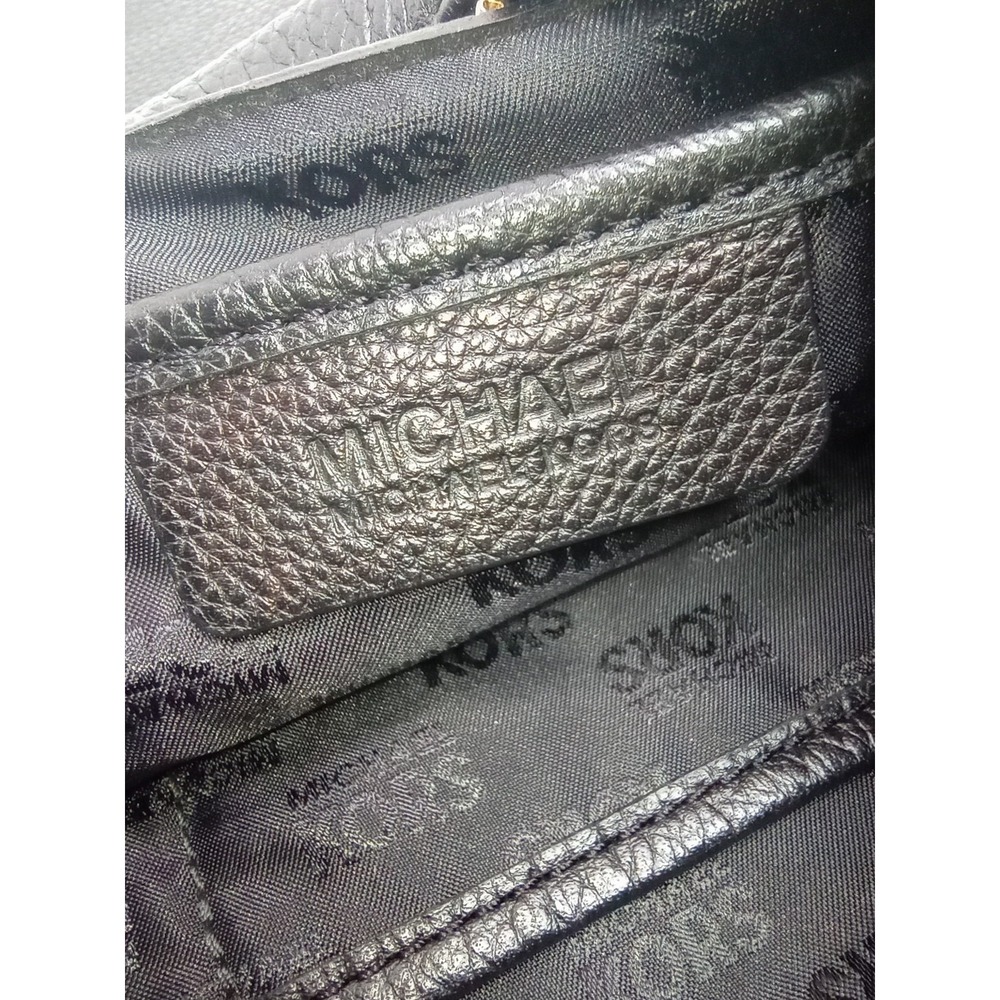 Michael Michael Kors Black Pebbled Leather Hobo Shoulder Bag Gold Hardware Zip - Picture 8 of 9